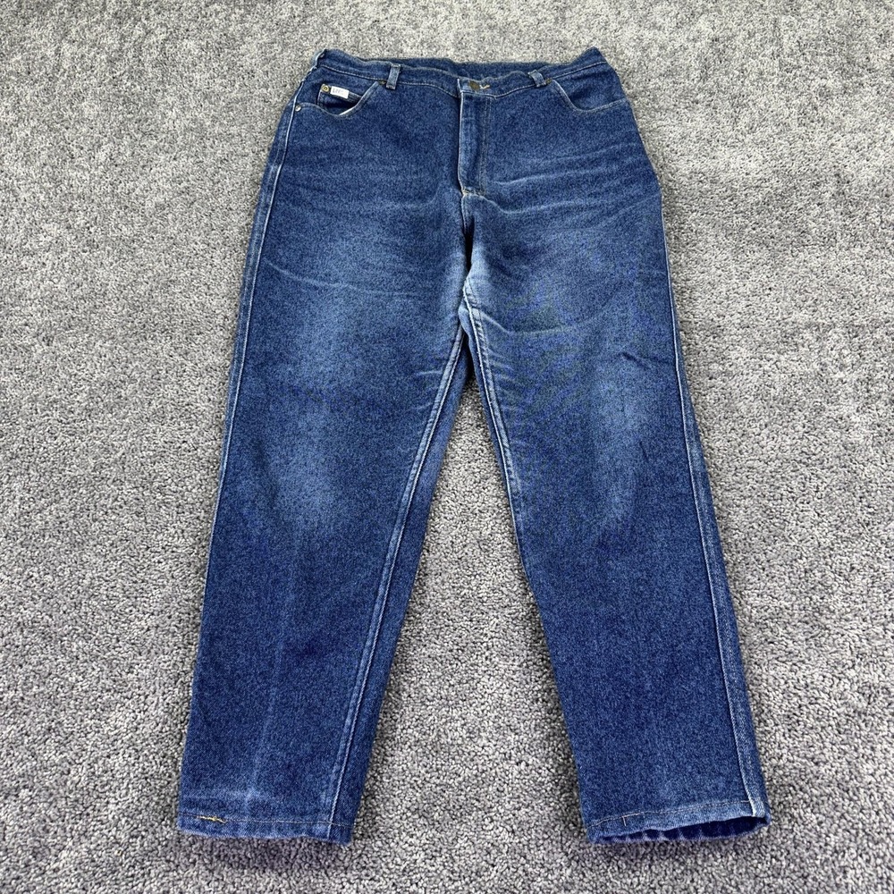 Vtg Lee Jeans Womens 18 Blue High Rise Relaxed Tapered Denim Medium Wash Casual